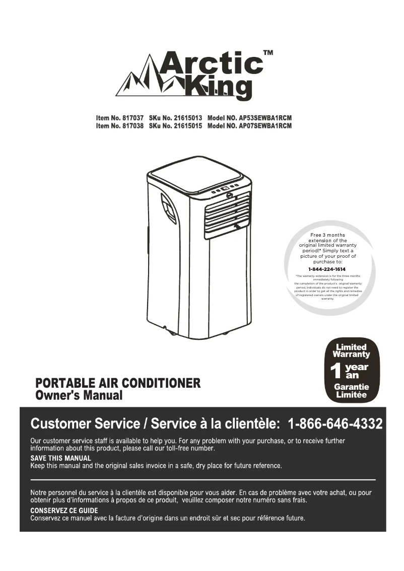 Page 1 of the manual User Manual Midea AP07SEWBA1RCM