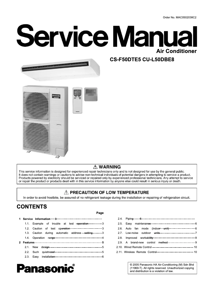 First page image of the manual for CS-F50DTE5