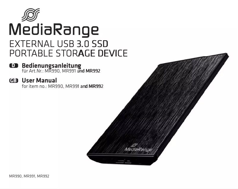 First page image of the manual for MR990