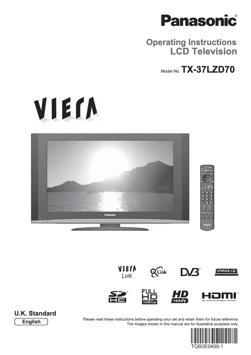 First page image of the manual for Viera TX-37LZD70