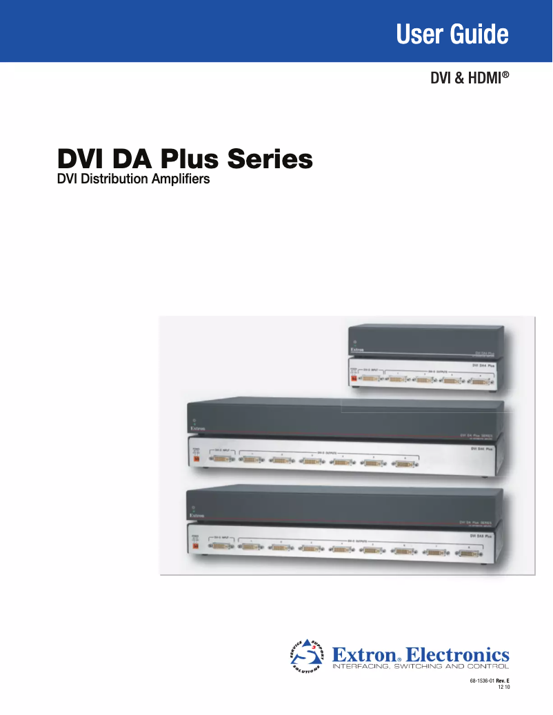 Page 1 of the manual User Manual Extron DVI DA8 Plus