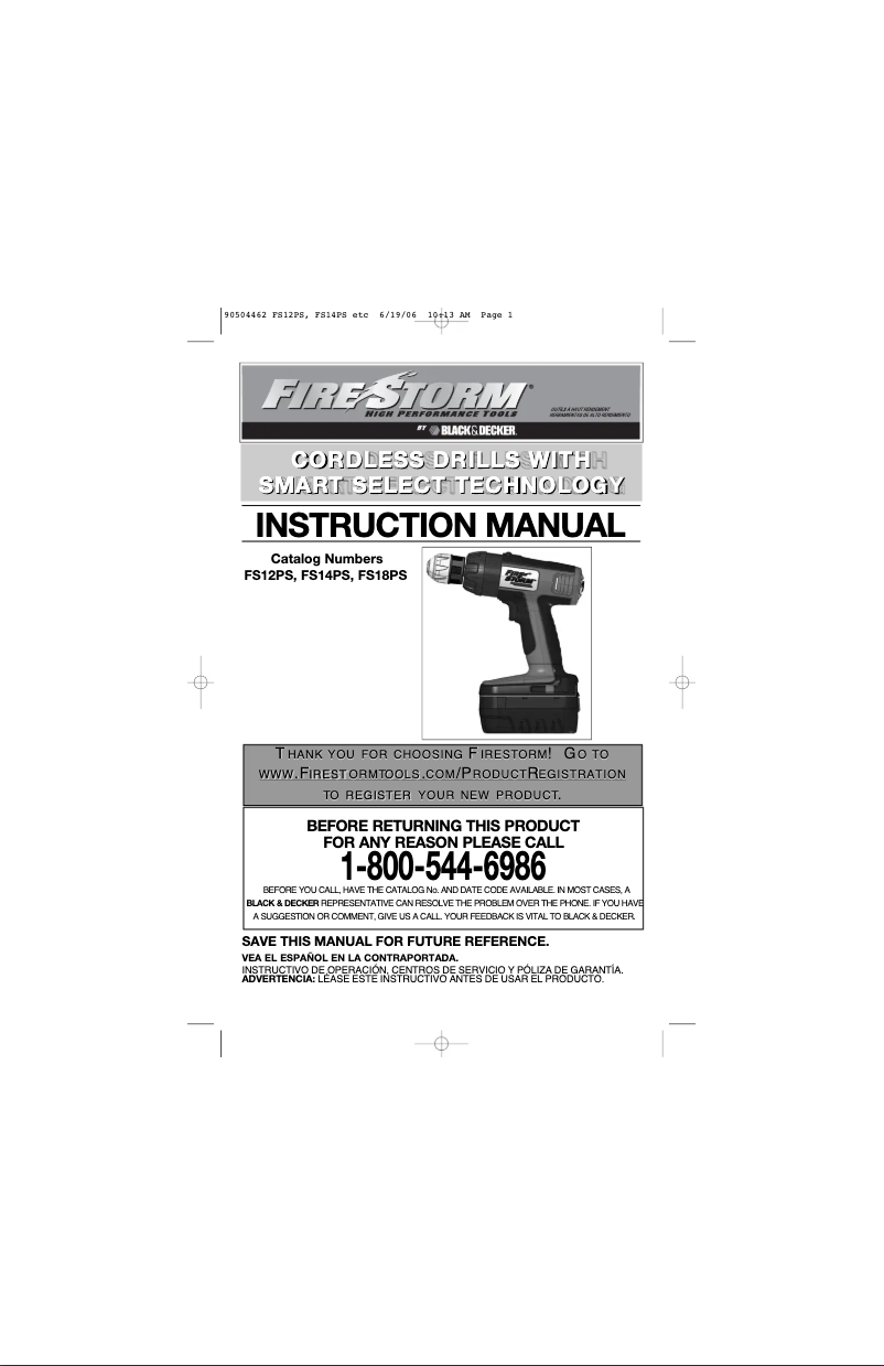 Page 1 of the manual User Manual Black & Decker FS18PSK