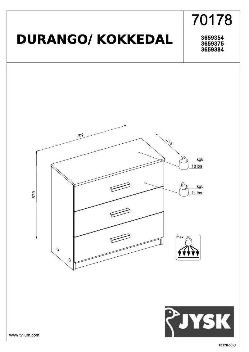 Page 1 of the manual User Manual JYSK Kokkedal (71x68x32)