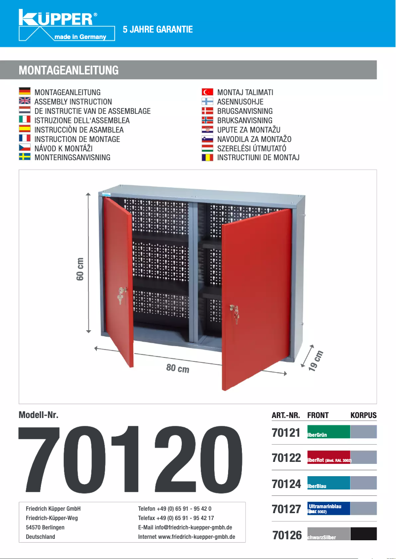 First page image of the manual for 70122