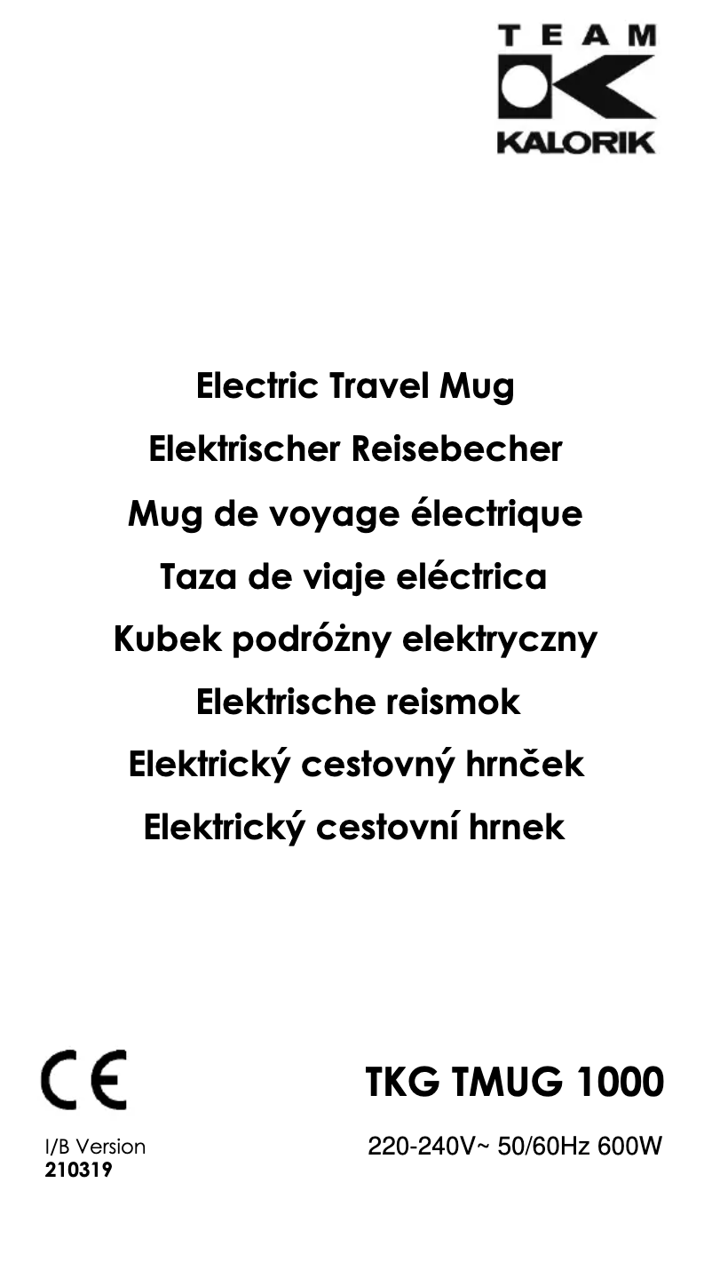 Page 1 of the manual User Manual Kalorik TKG TMUG 1000