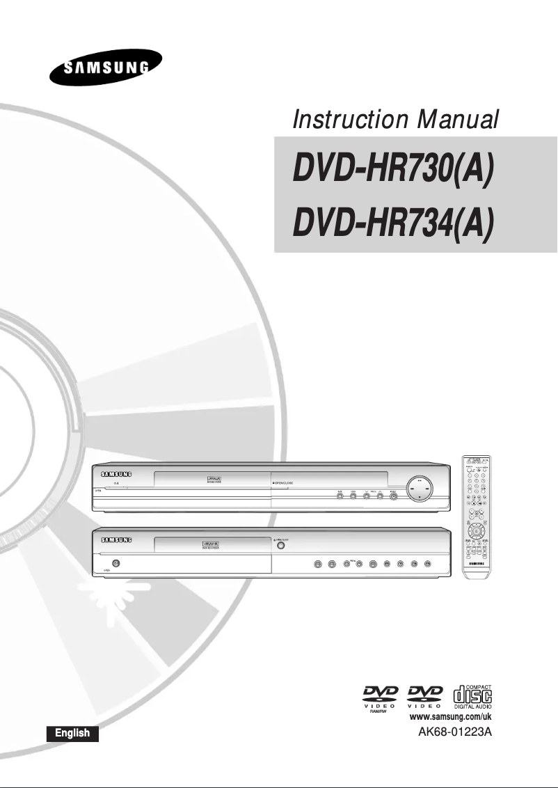 Page 1 of the manual User Manual Samsung DVD-HR734A