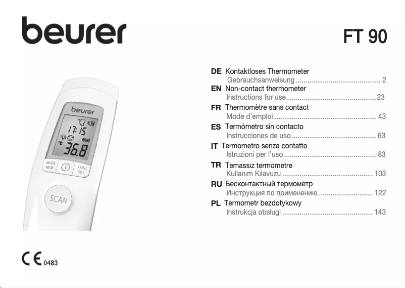 Page 1 of the manual User Manual Beurer FT 90