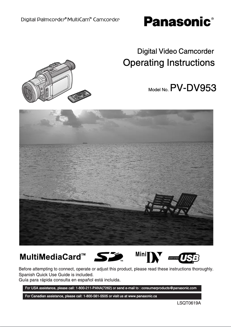 Page 1 of the manual User Manual Panasonic PV-DV953