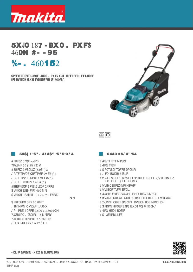 Page 1 of the manual Technical Sheet Makita DLM460
