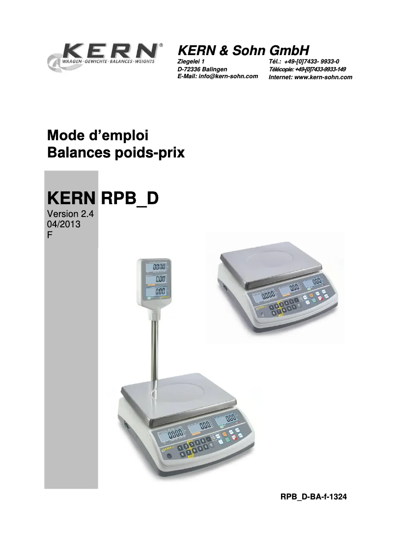 First page image of the manual for RPB 15K2DHM
