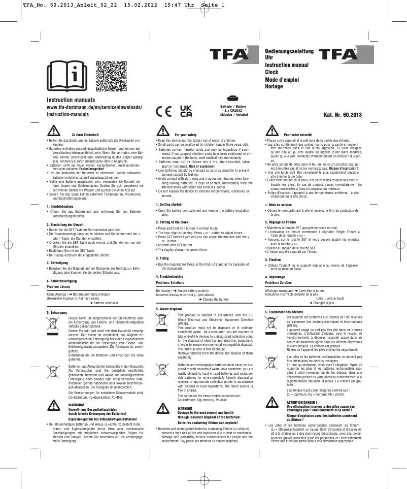 First page image of the manual for 60.2013.01