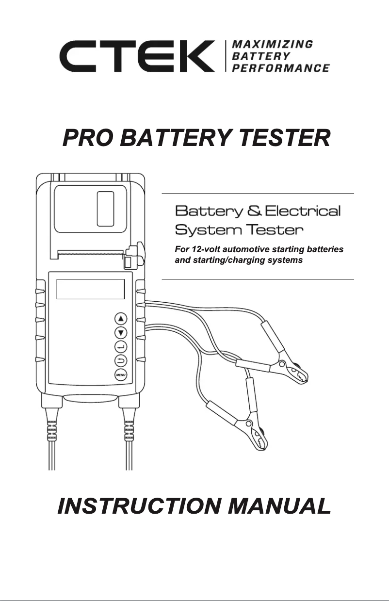 First page image of the manual for Pro Battery Tester