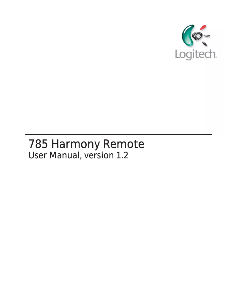 First page image of the manual for Harmony 785