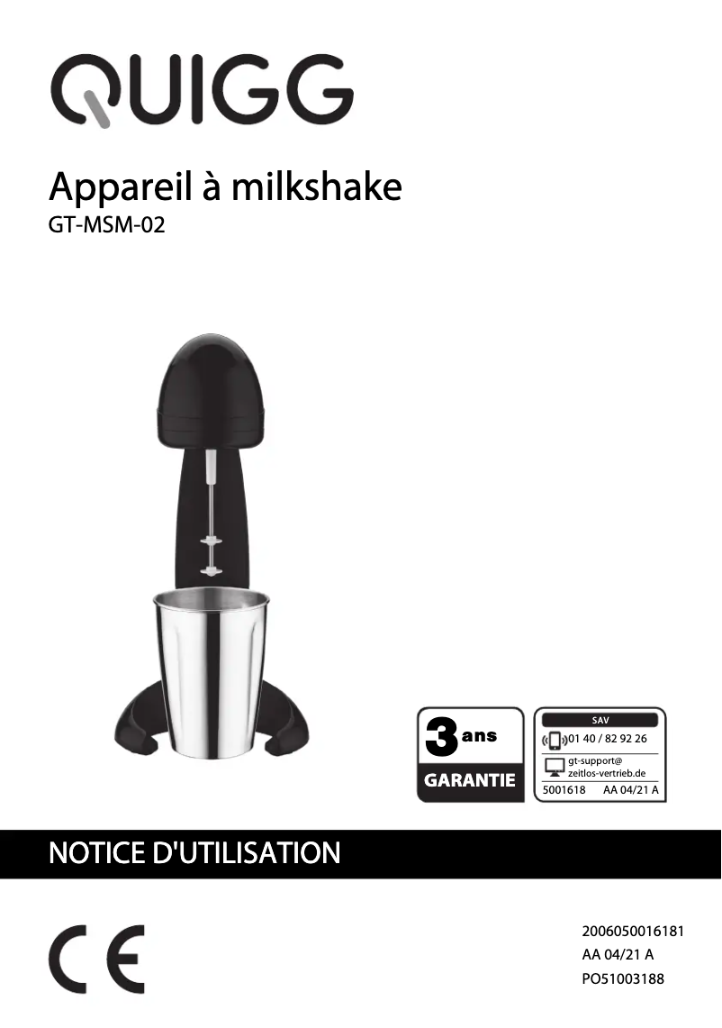 Page 1 of the manual User Manual Quigg GT-MSM-02