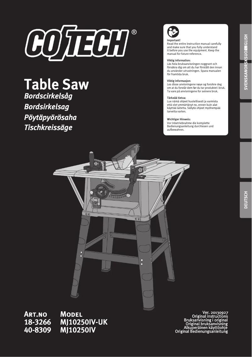 Page 1 of the manual User Manual Cotech MJ10250IV