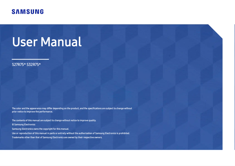 Page 1 of the manual User Manual Samsung S32R750UEL