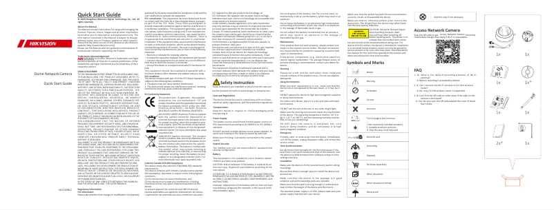 Page 1 of the manual Quick Start Guide Hikvision DS-2CD2141G1-IDW1