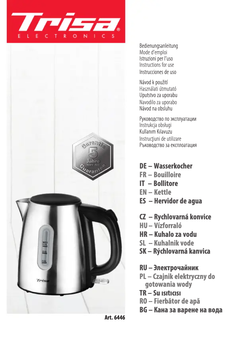 Page 1 of the manual User Manual Trisa Comfort Boil W4675