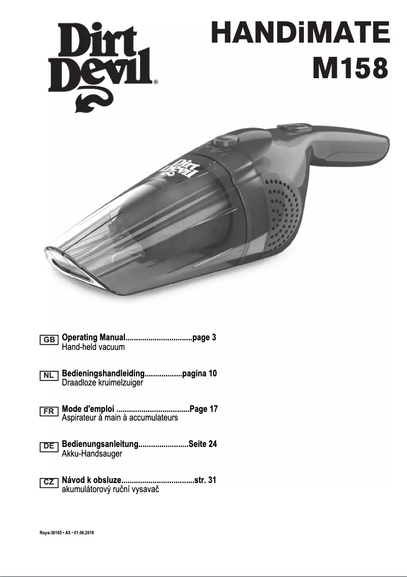 Page 1 of the manual User Manual Dirt Devil M158-0