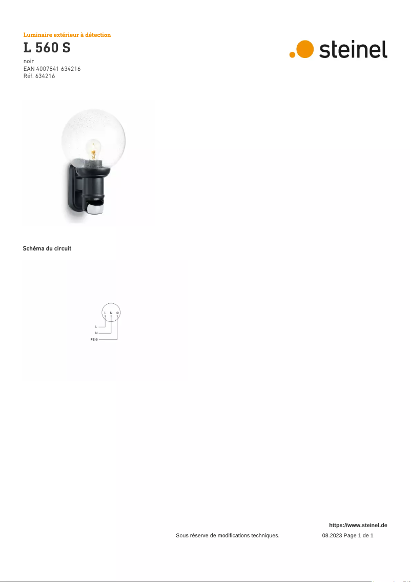 Page 1 of the manual Wiring Diagram Steinel L 560 S