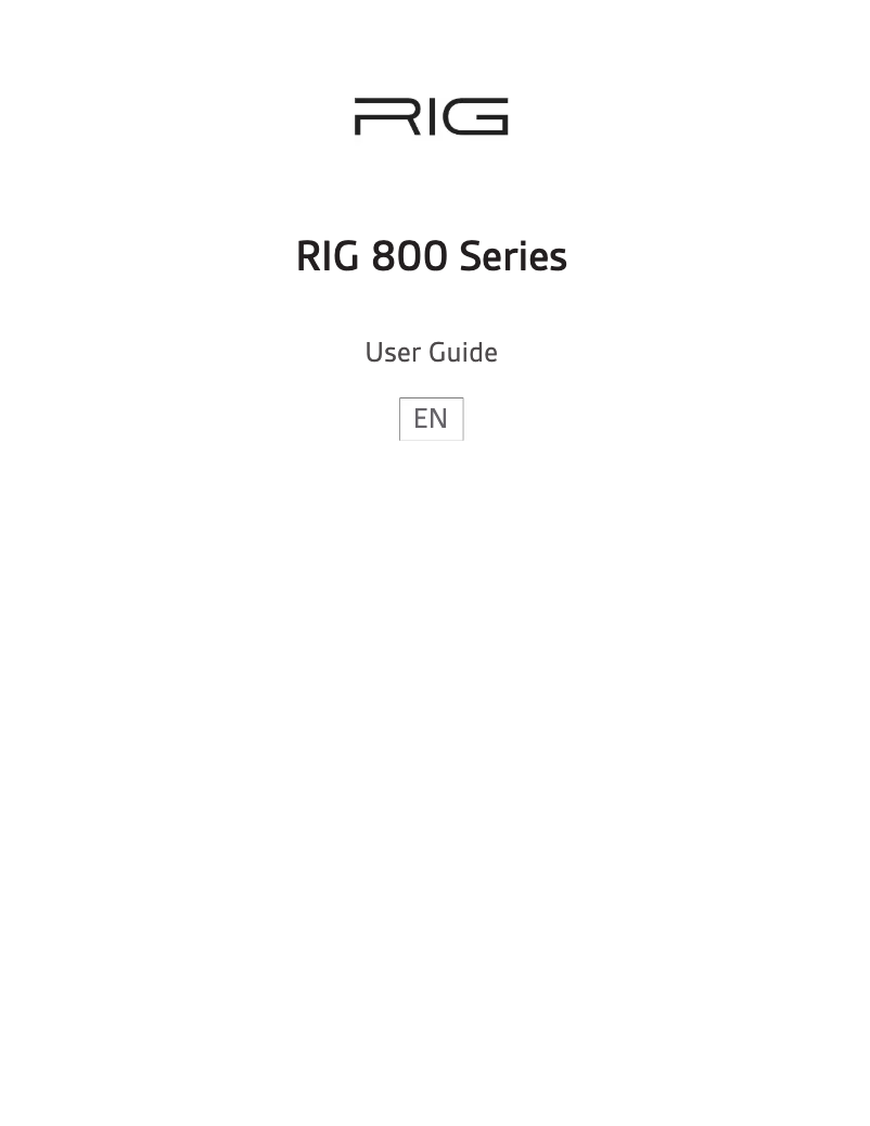 First page image of the manual for RIG 800HXV2