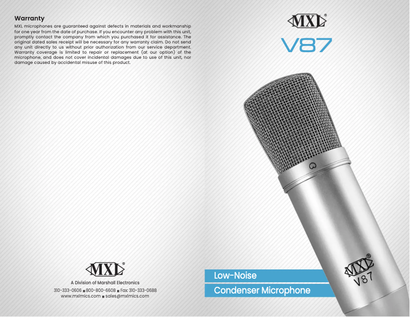 First page image of the manual for V87