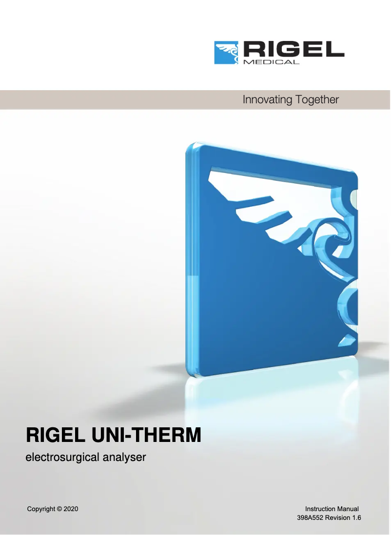 Page 1 of the manual User Manual Rigel Medical Uni-Therm