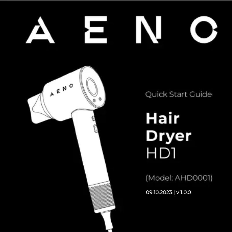 Page 1 of the manual Quick Start Guide AENO HD1