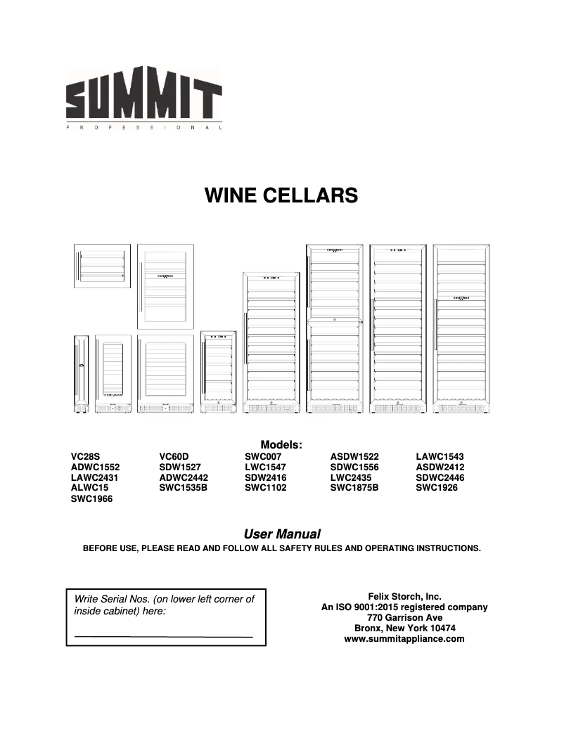 Page 1 of the manual Use and Maintenance Manual Summit VC28S