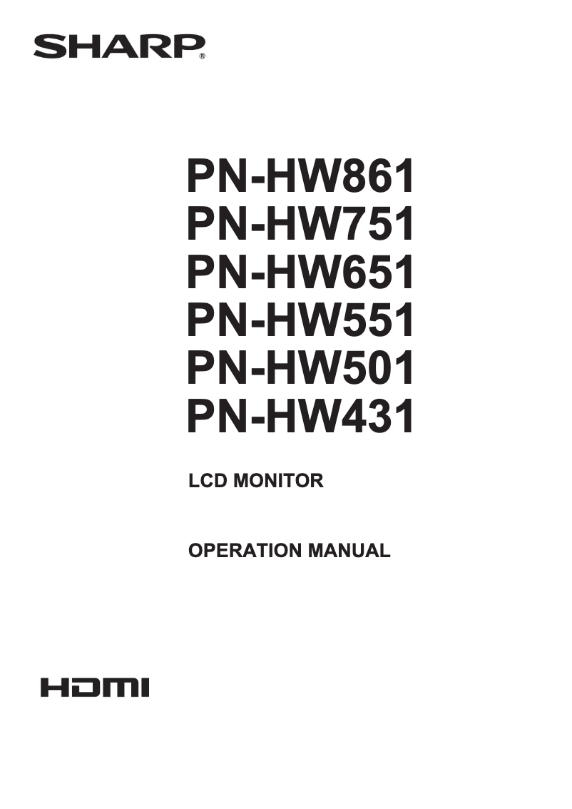 First page image of the manual for PN-HW501T