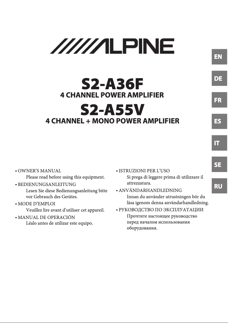 Page 1 of the manual User Manual Alpine S2-A36F