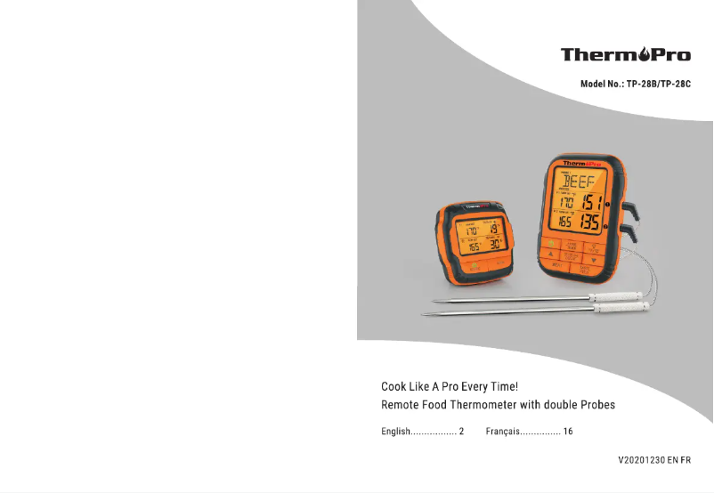 Page 1 of the manual User Manual ThermoPro TP-27B
