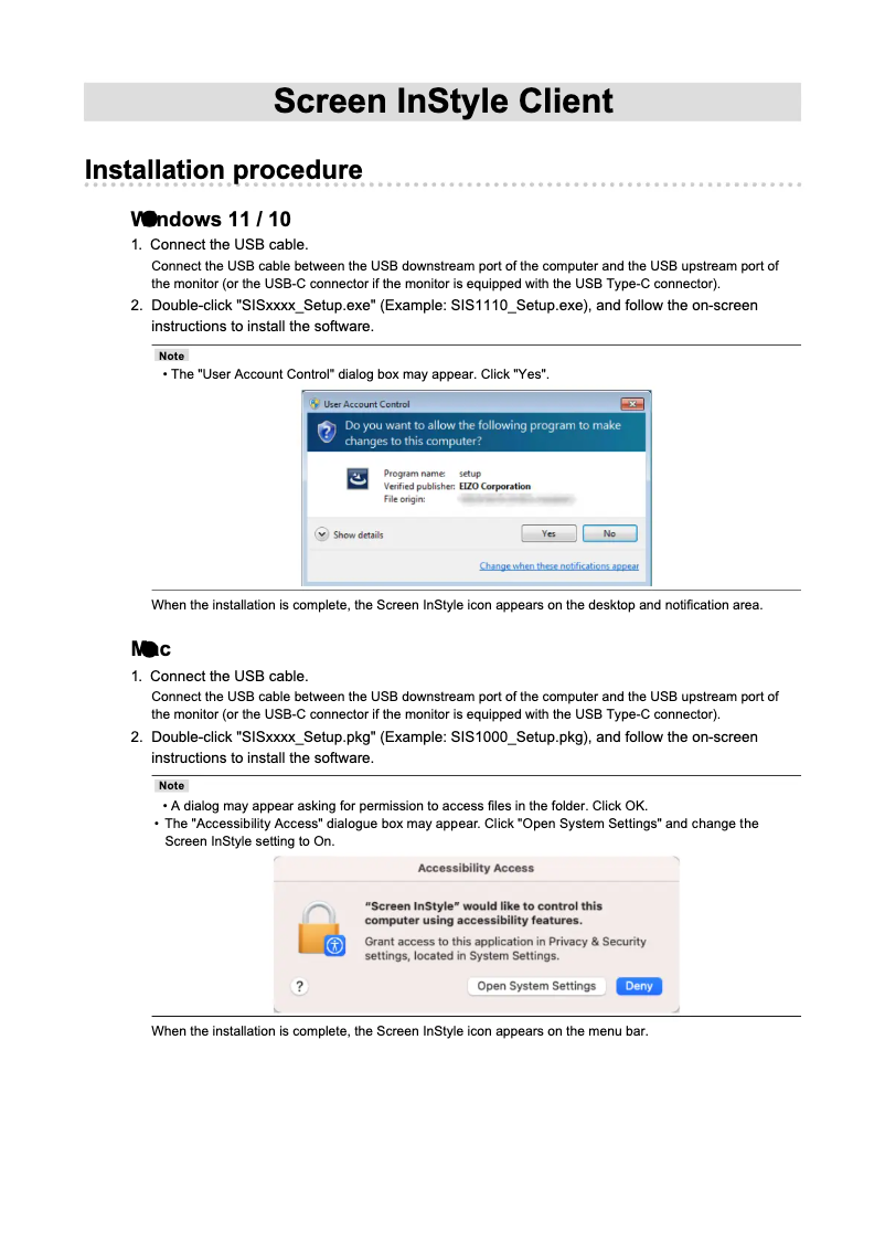 Page 1 of the manual Installation Guide Eizo FlexScan EV2785