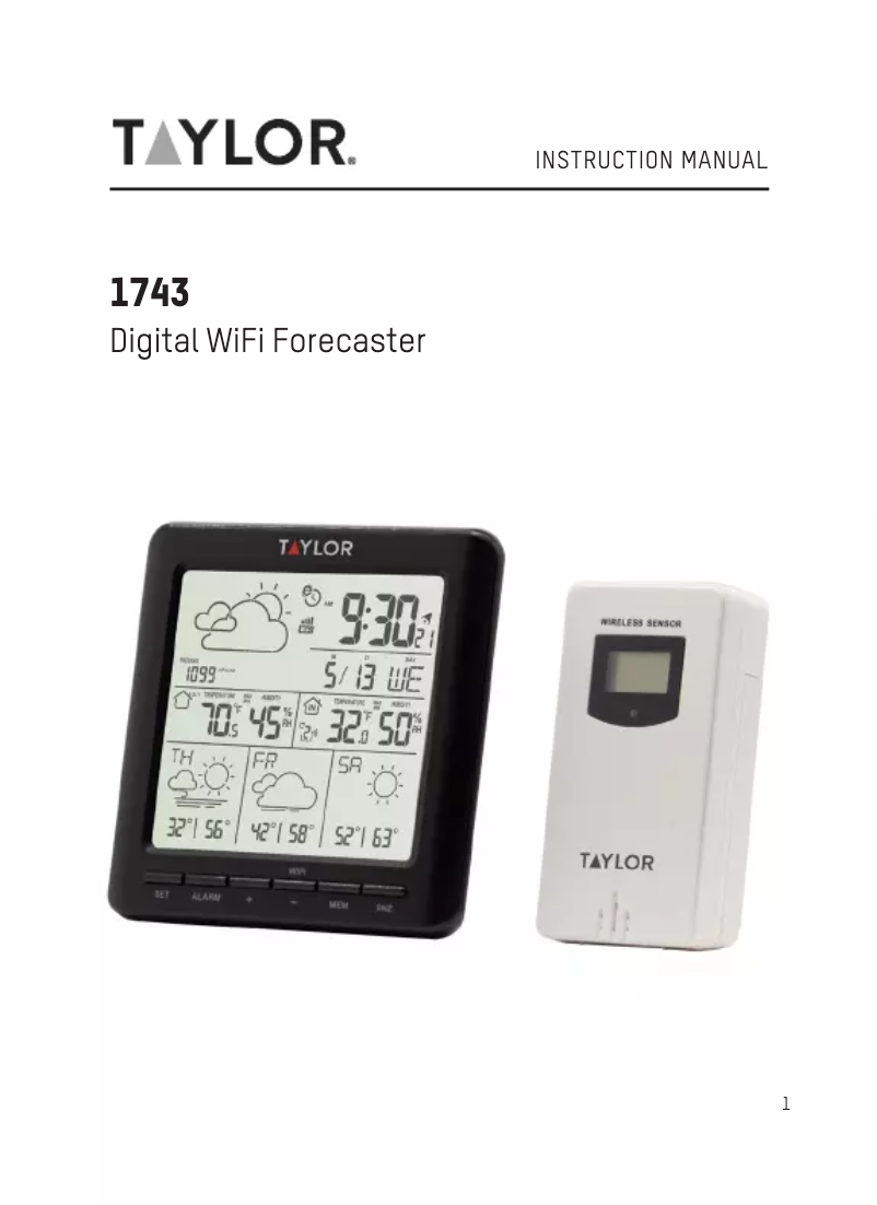 Page 1 of the manual User Manual Taylor 1743