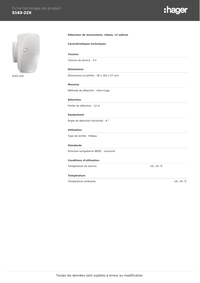 First page image of the manual for S163-22X