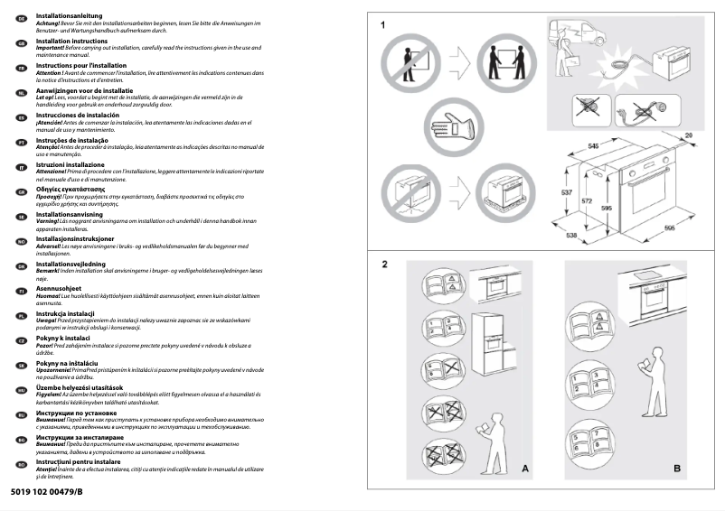 Page 1 of the manual Installation Guide Whirlpool AKZM 755