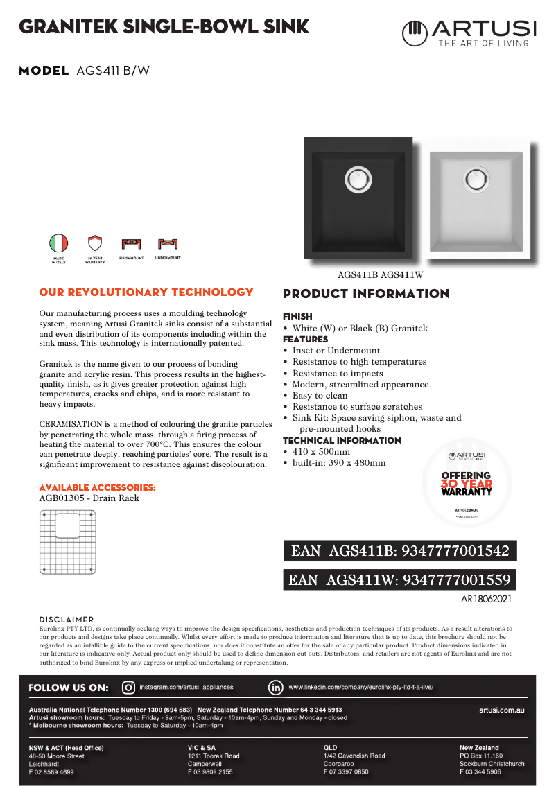 First page image of the manual for AGS1162B