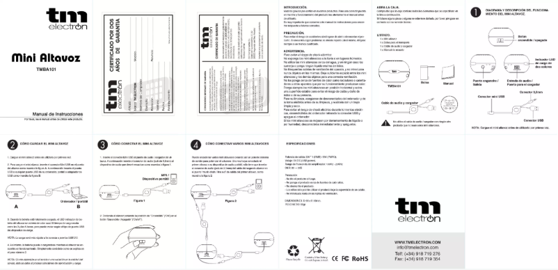First page image of the manual for TMBA101