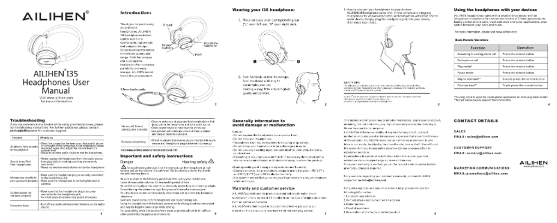 Page 1 of the manual User Manual Ailihen I35