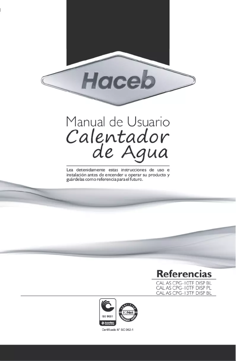 Page 1 of the manual User Manual Haceb Assento CPG 10-TF DISP BL