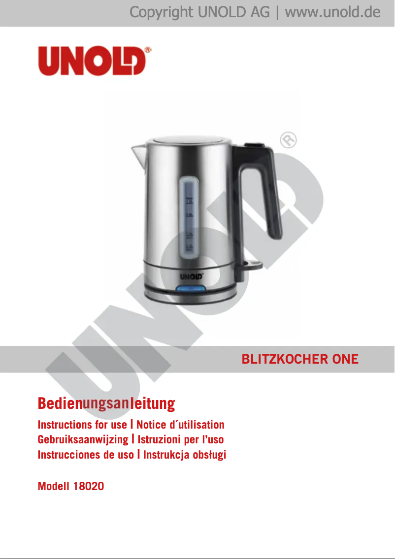 Page 1 of the manual User Manual Unold 18020