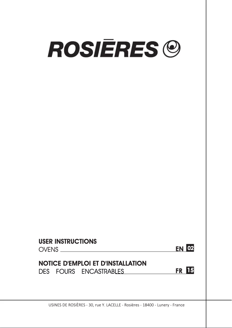 Page 1 of the manual User Manual Rosieres RFS 5282 IN/E