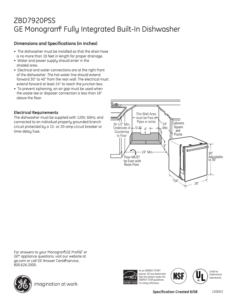First page image of the manual for ZBD7920PSS