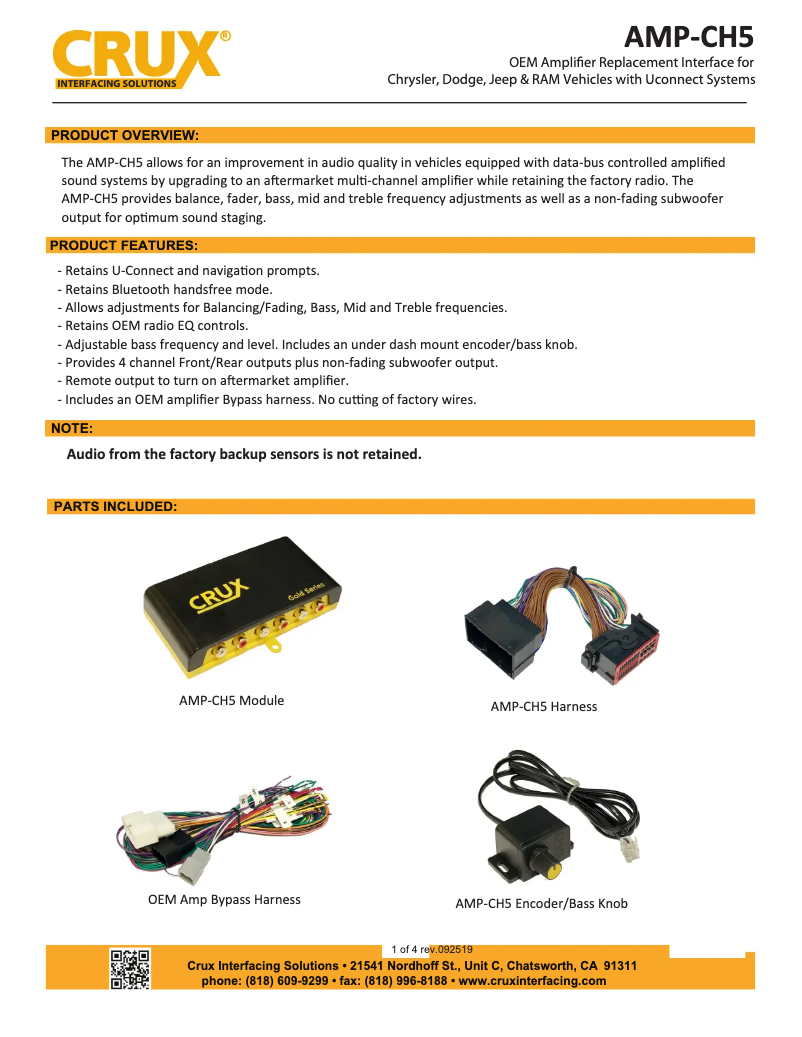 First page image of the manual for AMP-CH5