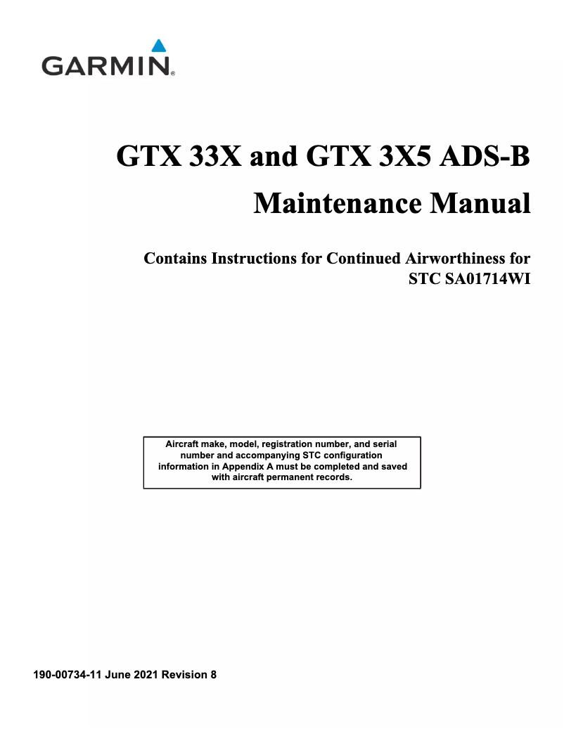 Page 1 of the manual User Manual Garmin GTX 345