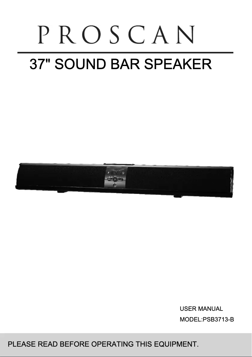 Page 1 of the manual User Manual Proscan PSB3713
