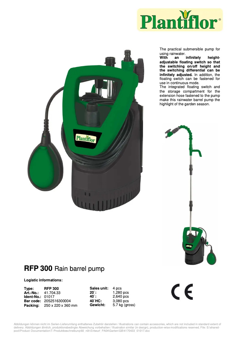 First page image of the manual for RFP 300