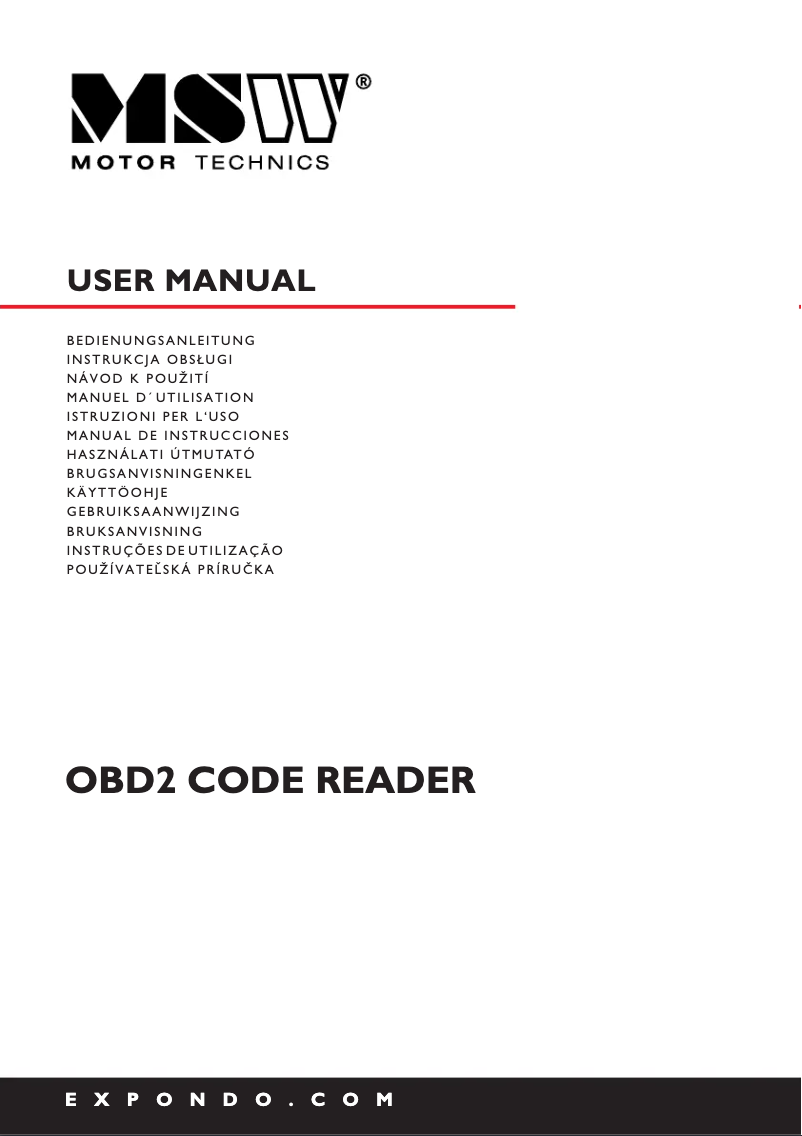 First page image of the manual for MSW-OBD2