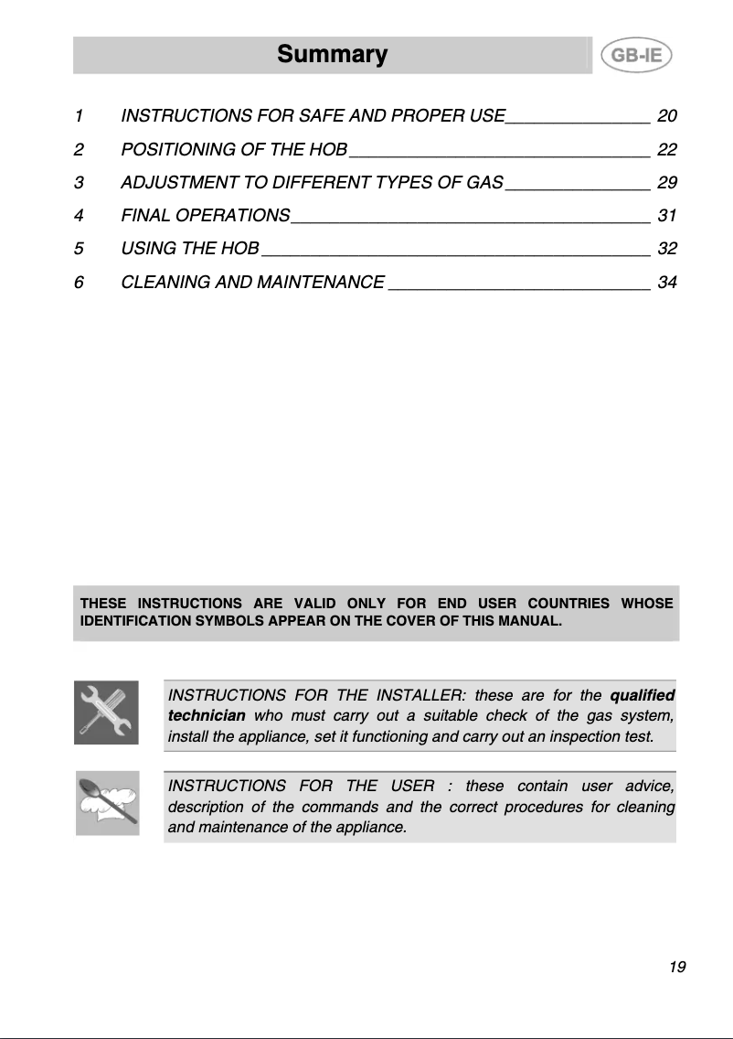 Page 1 of the manual User Manual Smeg PGF95-3