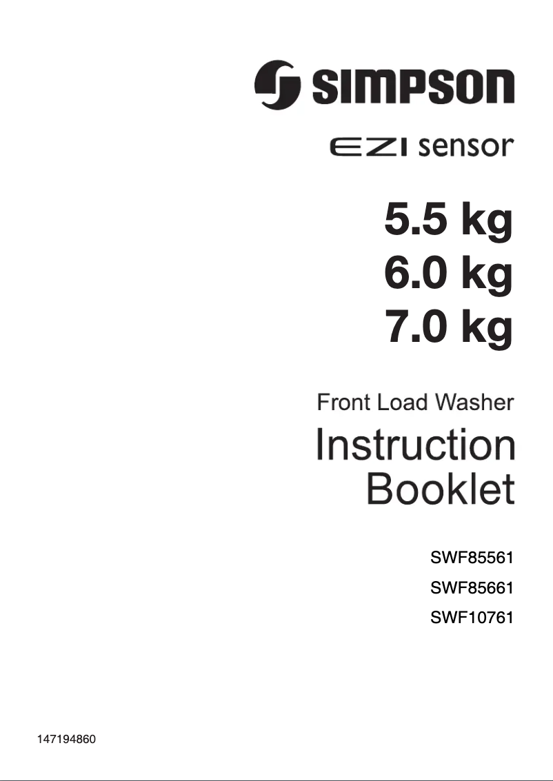 Page 1 of the manual User Manual Simpson SWF85561
